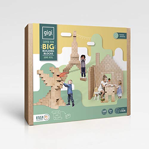 GIGI, Bloks Bloques de Construcción Gigantes de Cartón, Juegos de Construcción para Niños, 100 Piezas XXL, Kits de Ladrillos Para Grandes Construcciones Infantiles de Castillos y Torres Grandes, G1