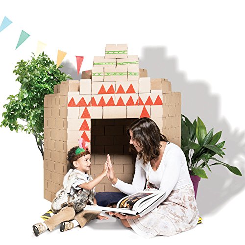 GIGI Bloks Bloques de Construcción Gigantes de Cartón Para Niños, Set de Bloques Infantiles de 96 Piezas XL Apilables, Juguetes Montessori de Ladrillos de Construcción Grandes de Tamaño Real