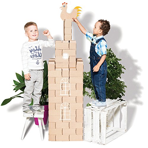 GIGI Bloks Bloques de Construcción Gigantes de Cartón Para Niños, Set de Bloques Infantiles de 96 Piezas XL Apilables, Juguetes Montessori de Ladrillos de Construcción Grandes de Tamaño Real