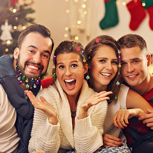 GIKPAL 29 Piezas Adornos Barba Iluminados Campanas Navideñas para Barbas de Santa y Vibrantes