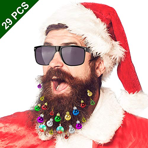 GIKPAL 29 Piezas Adornos Barba Iluminados Campanas Navideñas para Barbas de Santa y Vibrantes