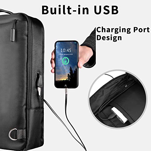 Gimars Diseño de actualización 3 en 1 Mochila Ejecutivo Hombre Impermeable para Ordenador portátil 15.6" Mochila Oficina con Cargador USB Multifuncional para Universidad Negocio