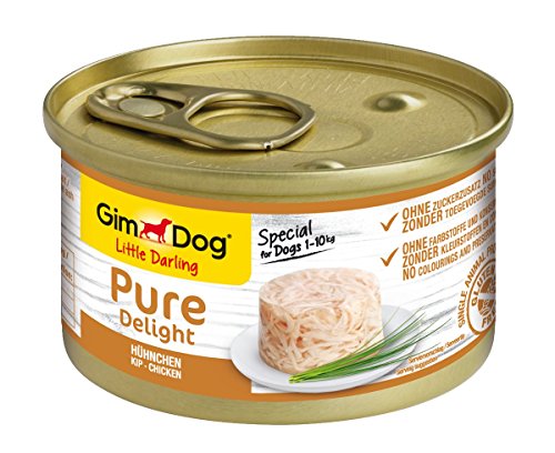 GimDog Pure Delight, pollo – Snack rico en proteínas en deliciosa gelatina – Especial para perros de hasta 10 kg – Sin azúcar añadido – 12 latas (12 x 85 g)