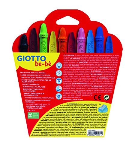 Giotto be-bè 466800 - Estuche 10 súper ceras irrompibles de colores y sacapuntas , color/modelo surtido