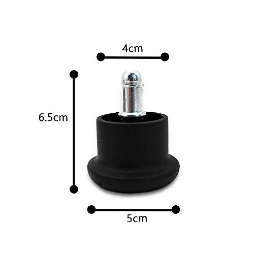 GIOVARA - Juego de 5 Ruedas deslizantes para Silla de Oficina (11 mm x 22 mm, 50 mm de diámetro), Color Negro