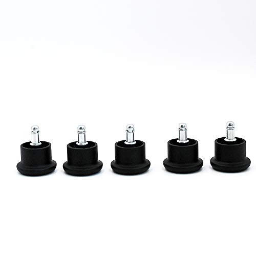GIOVARA - Juego de 5 Ruedas deslizantes para Silla de Oficina (11 mm x 22 mm, 50 mm de diámetro), Color Negro