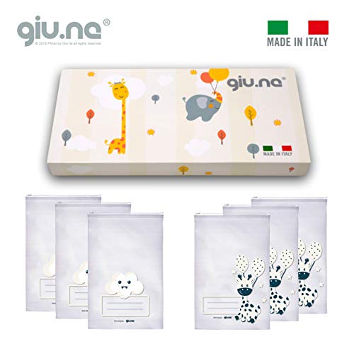 GIU.NE® - Bolsas para correa de bebé, 6 unidades, bolsas para maleta, cierre con cursor hermético para nacimiento de bebé, idea regalo con certificación ISO9001 ecológica