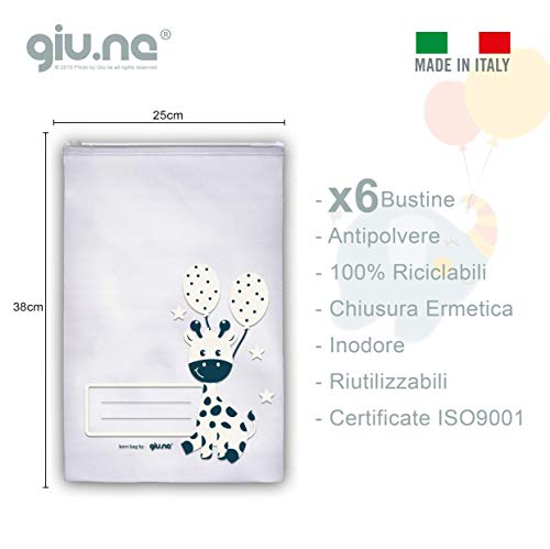 GIU.NE® - Bolsas para correa de bebé, 6 unidades, bolsas para maleta, cierre con cursor hermético para nacimiento de bebé, idea regalo con certificación ISO9001 ecológica