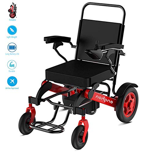 GJHW Ligera Silla de Ruedas eléctrica compacta Motor sin escobillas Viajes Marco de Aluminio Plegable de la batería portátil Inteligente Scooter de Litio,24V12A/15km