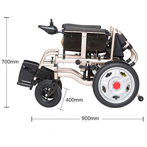 GJHW Silla De Ruedas Eléctrica Doble Scooter Portátil Plegable De Cuatro Ruedas Totalmente Automático con Silla De Ruedas,Gold-XS