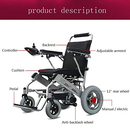 GJHW Silla de Ruedas eléctrica Plegable, Anciano Portátil Ligero Scooter Electrico, Silla de Ruedas eléctrica Minusvalido