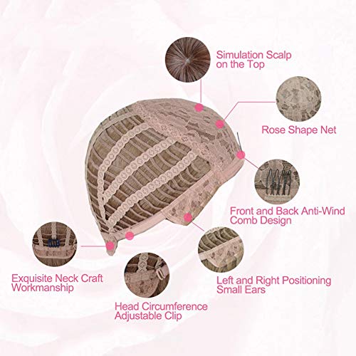 GJJSZ Sintético For's Midsplit Style Cabello Liso hasta los Hombros Cosplay Party Club Peluca Completa Peluca sintética Suelta rizada Suelta para Mujer Cabello Natural Resistente al Calor-Dorado