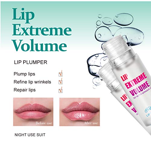 GL-Turelifes Lip Plumper Brillo labial, Ginger Mint Lip Balm Plumper Lip Extreme Volumen, labios hidratantes Enhancer, hidratar, eliminar las arrugas de sequedad (Transparente)
