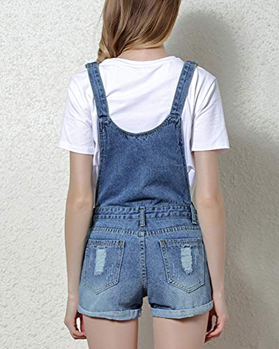 GladiolusA Peto Vaquero Mujer Pantalones Cortos Monos Denim Azul