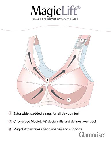 Glamorise Women's Full Figure MagicLift Cotton Wirefree Support Bra #1001 Sujetador de Cobertura Completa, Blanco (White 110), 125E para Mujer