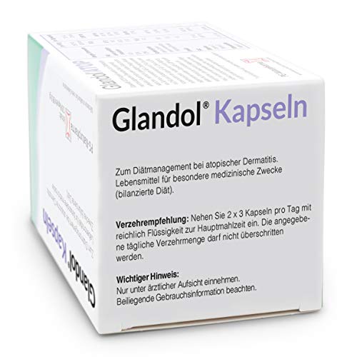 Glandol capsulas 120, para el cuidado del eccema y la psoriasis, rosacea tratamiento, dermatitis atópica, cuidado del eczema, 120 cápsulas de psoriasis