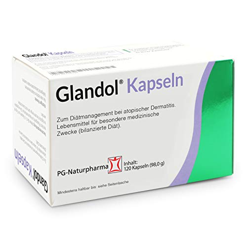 Glandol capsulas 120, para el cuidado del eccema y la psoriasis, rosacea tratamiento, dermatitis atópica, cuidado del eczema, 120 cápsulas de psoriasis