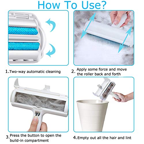 GLEADING Cepillo Quitar Pelos de Mascotas, Rodillo Autolimpiante para Quitar Pelos de Perros y Gatos: Quita los Pelos de Perros y Gatos de Muebles, Alfombras, Ropa de Cama, Ropa