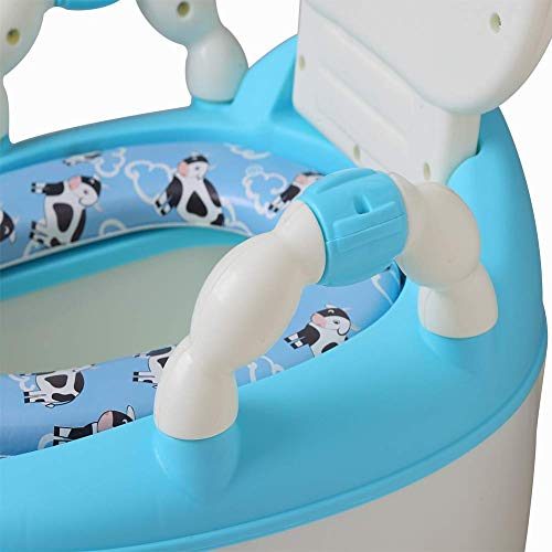 Glenmore Orinal Bebe Niño WC para Infantil con Tapa y Asiento Acolchado Suave Niña Vaca Azul