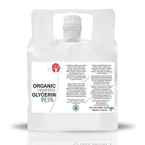 Glicerina Liquido Vegetal Pura natural Ecologica 99% PhEur Glicerol 100% Natural Grado farmaceutico y Alimentario, para Jabon, Cosmetica, 2 kg