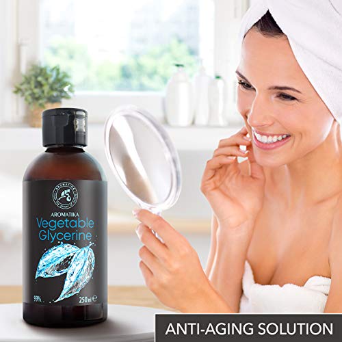 Glicerina Vegetal 250ml - 99% Puro - Líquido - Cuidado para la Cara - Cuerpo - Cabello - Base Líquida - Jabón Líquido para el Cabello - Cosméticos Hechos a Mano - Hidratante Facial - Base de Jabón