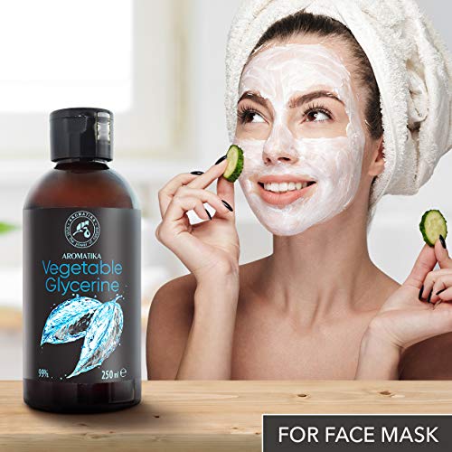 Glicerina Vegetal 250ml - 99% Puro - Líquido - Cuidado para la Cara - Cuerpo - Cabello - Base Líquida - Jabón Líquido para el Cabello - Cosméticos Hechos a Mano - Hidratante Facial - Base de Jabón