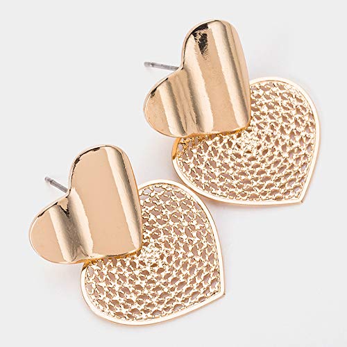 GLJIJID Aleación Chapada En Forma De Corazón Joyería De Tendencia, Europa Y Los Estados Unidos Grandes Pendientes Huecos De Marca, Ambiente Noble Diseño Oro