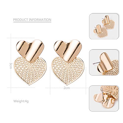 GLJIJID Aleación Chapada En Forma De Corazón Joyería De Tendencia, Europa Y Los Estados Unidos Grandes Pendientes Huecos De Marca, Ambiente Noble Diseño Oro