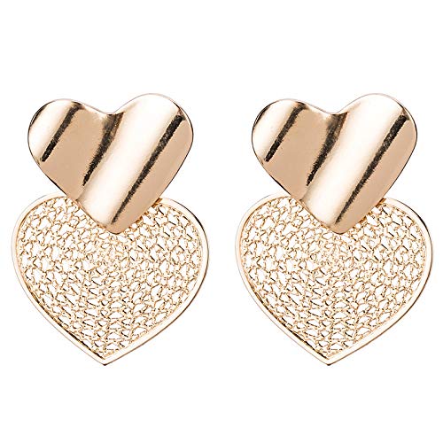 GLJIJID Aleación Chapada En Forma De Corazón Joyería De Tendencia, Europa Y Los Estados Unidos Grandes Pendientes Huecos De Marca, Ambiente Noble Diseño Oro