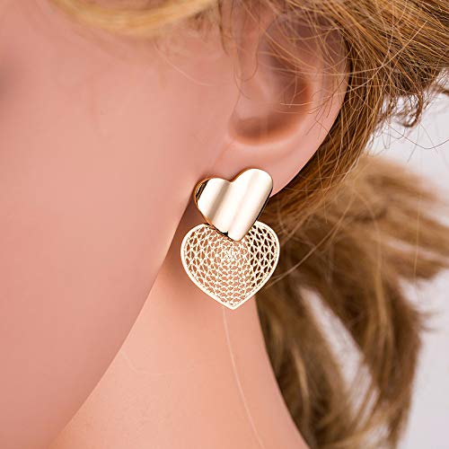 GLJIJID Aleación Chapada En Forma De Corazón Joyería De Tendencia, Europa Y Los Estados Unidos Grandes Pendientes Huecos De Marca, Ambiente Noble Diseño Oro