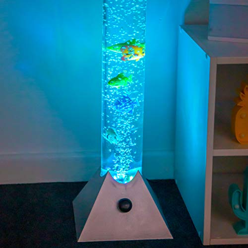 Global Gizmos 45500 grande Lámpara LED de noche, diseño de burbujas de agua con bordado, diseño de pez, color transparente