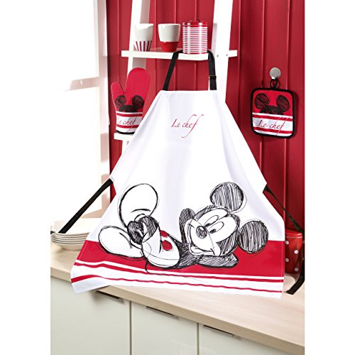 Global Labels El regalo para los fans de Walt Disney Mickey Mouse - Juego de delantales de cocina con delantal, 100% algodón