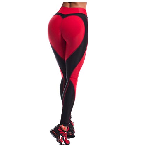 Globaltrade001 Leggins Mujer Push Up Pantalones de Fitness Yoga Mallas Corazón Pantalones Deportivos Cintura Alta Elásticas Leggings L