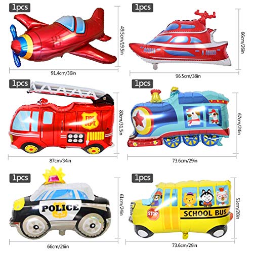 Globos Cumpleaños de Niños, GiganteXXL Cumpleaños Decoraciones Transporte Tema Avión Tren Coche de policía Autobús Escolar Yate Camión de Bomberos Primeros de la Torta para Niño Cumpleaños