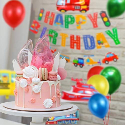 Globos Cumpleaños de Niños, GiganteXXL Cumpleaños Decoraciones Transporte Tema Avión Tren Coche de policía Autobús Escolar Yate Camión de Bomberos Primeros de la Torta para Niño Cumpleaños