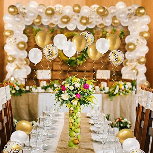 Globos de Confeti Dorado|Globos Dorados|Globos Metalizados Dorados|60 piezas 12 Pulgadas Globos Dorado Blanco, Para Decoraciones de Cumpleaños, Bodas, Fiestas, Ceremonias de Graduación.（Dorado）