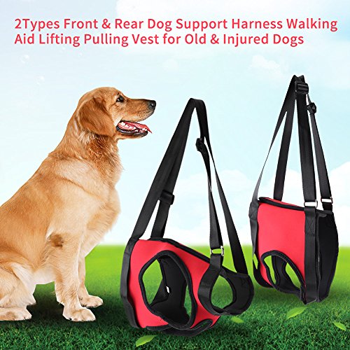 GLOGLOW 2 Tipos de Arnés de Soporte para Perros Delantero y Trasero, Soporte de Ayuda para Caminar Reutilizable Lifting Chaleco de Arrastre para Perros Viejos y heridos(S-Pierna Trasera)