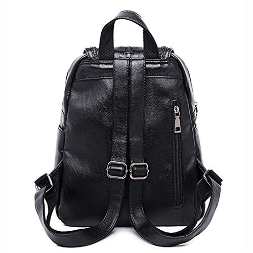 Glqwe Mochila Impermeable antirrobo para Laptop, de Manera violenta Mochila de Cuero de la PU de Piano de la Tendencia de 2019 Nuevas Mujeres (Color : Black, Size : 27 * 33 * 12cm)