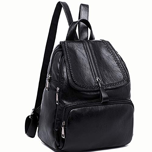 Glqwe Mochila Impermeable antirrobo para Laptop, de Manera violenta Mochila de Cuero de la PU de Piano de la Tendencia de 2019 Nuevas Mujeres (Color : Black, Size : 27 * 33 * 12cm)