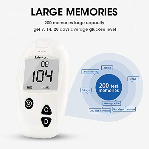 Glucosa en sangre kit de Safe Accu control de la diabetes kit de prueba de azúcar en sangre kit Codefree Pack 50 tiras para diabéticos-en mg/dL