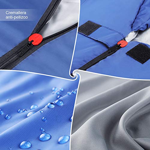 Glymnis Saco de Dormir Ultraligero con Capucha Saco de Dormir Rectangular con Almohada Inflable y Bolsa de Compresión Saco de Dormir Verano para Viaje Camping Senderismo 220x75 cm Azul Marino