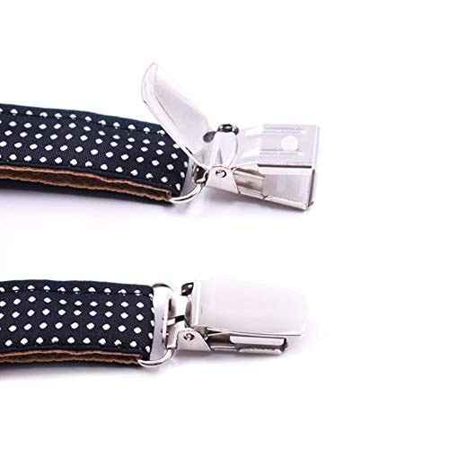 GMANKEE Tirantes para Adolescentes Juego De Corbata para Niños 3 Tirantes con Clip 2.0X70Cm Correa De Suspensión En Forma De Y De Punto De Cincha, Traje De 2.0 Puntos-Negro