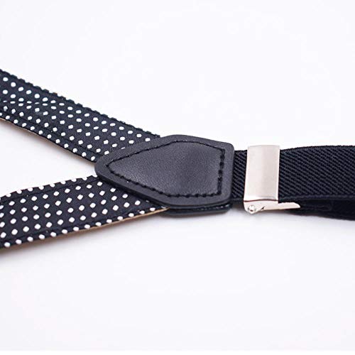 GMANKEE Tirantes para Adolescentes Juego De Corbata para Niños 3 Tirantes con Clip 2.0X70Cm Correa De Suspensión En Forma De Y De Punto De Cincha, Traje De 2.0 Puntos-Negro