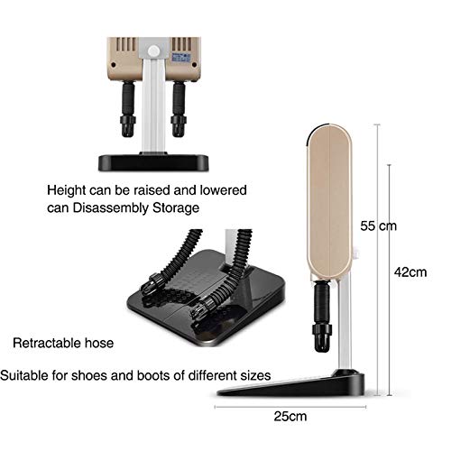 Gnohnay Secador de Zapatos Secador de Zapatos Vertical, Secador de Botas Doméstico, Limpieza con Ozono para Eliminar Olores Manguera Retráctil Adecuada para Varios Tipos de Zapatos