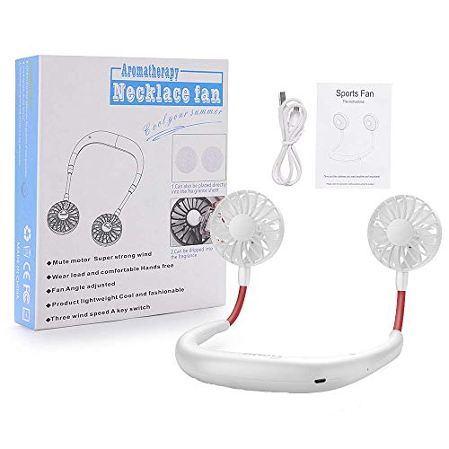 GOAMZ Mini Ventilador Micro USB de Cuello Portatil Mano Libre Recargable Ventilador Electrico para Coche Deporte Oficina Hogar Viajar Acampar