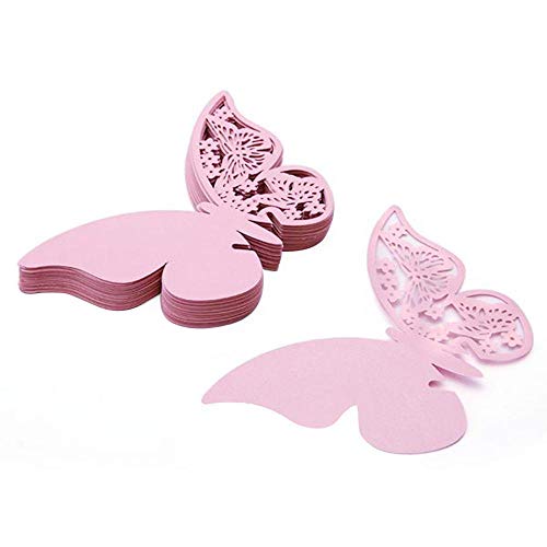 Gobesty Tarjeta de Copa Mariposa, 100 PCS Hollow Wine Glass Decoración Número de mesa Decoración para boda, fiesta de Navidad, decoración de cumpleaños