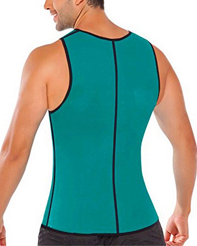 GODGETS Hombres Camisetas Termicas de Compresion de Neopreno para Sudaracion Excesiva Desarrollo Muscular Adelgazar Rápido con Quema Grasa Faja Barriga y Abdomen Verde 2XL