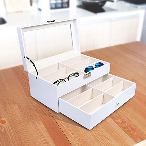 Goetland - Funda de piel sintética para gafas de sol, color blanco