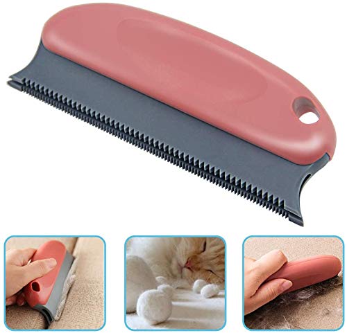 GOGOODA Cepillo removedor de pelo para mascotas; removedor de pelo de gato Gog, peine profesional removedor de pelusa para sofá, muebles, alfombra, ropa, mantas, coche, cama (rojo)