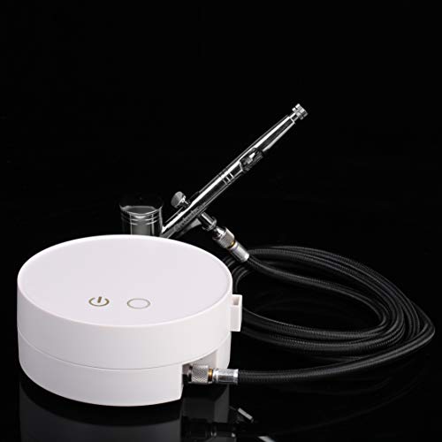 Gohelper Mini Kit Aerógrafo con Compresor modelismo Profesional Airbrush Doble Acción con limpieza 0.2 0.3 0.5 Boquillas Agujas pistola para reposteria,pintura,maquillaje facial,uñas,Manicure Cake